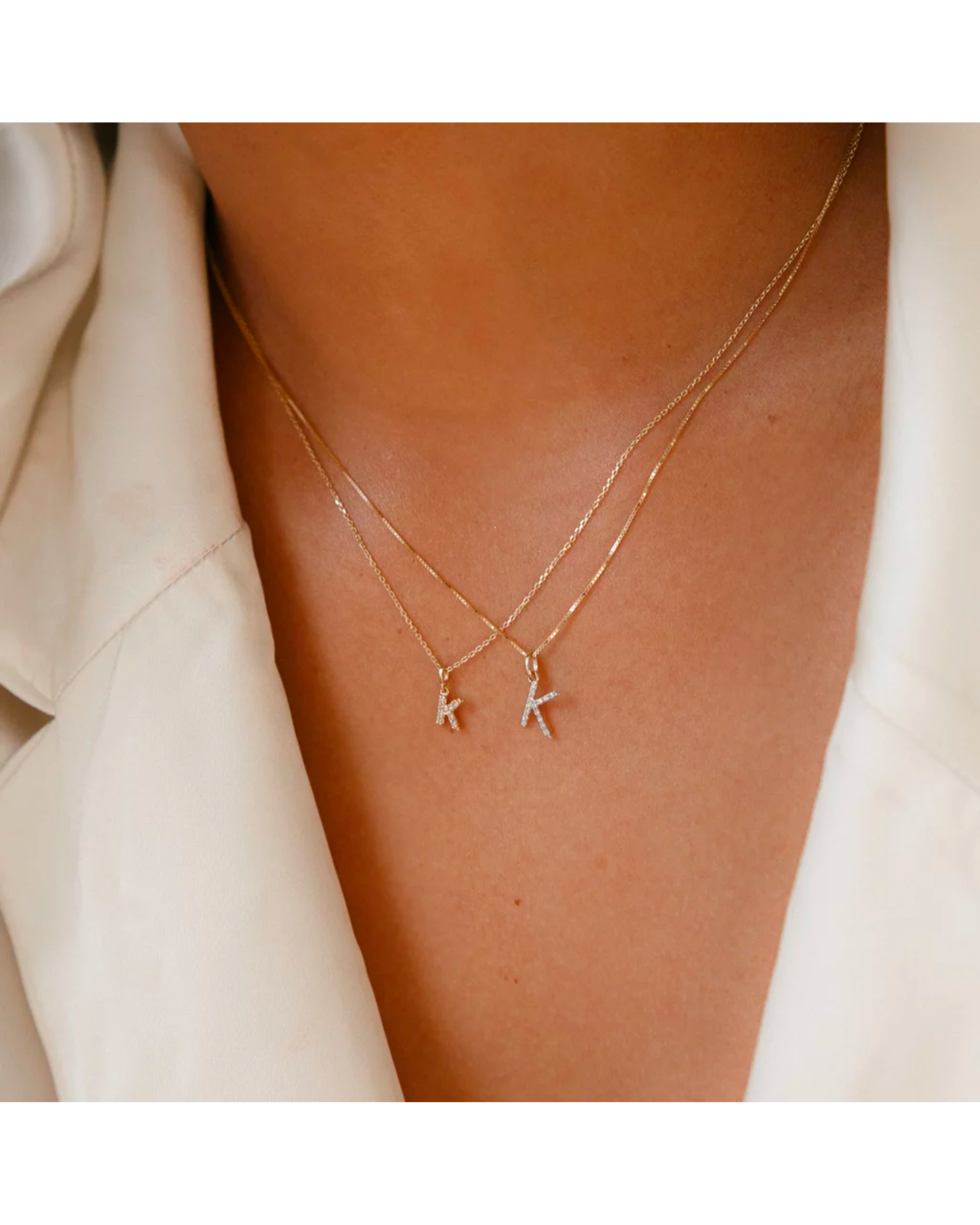 14k Diamond Initial Necklace
