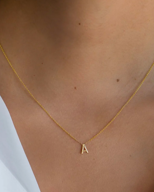 14k Dainty Center Initial Necklace
