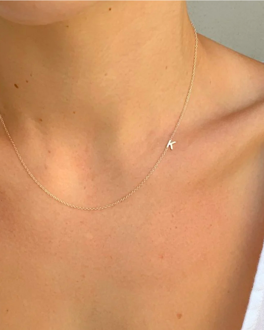 14k Dainty Sideways Initial Necklace