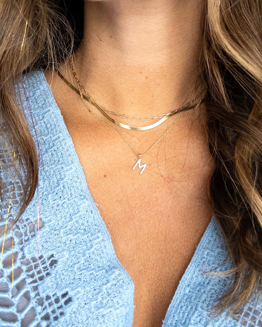 14k Diamond Initial Necklace